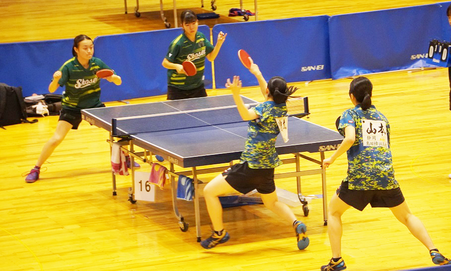 卓球総体中部大会ダブルス…女子の部で草間、玉石組優勝、男女合わせ９組県大会出場へ！