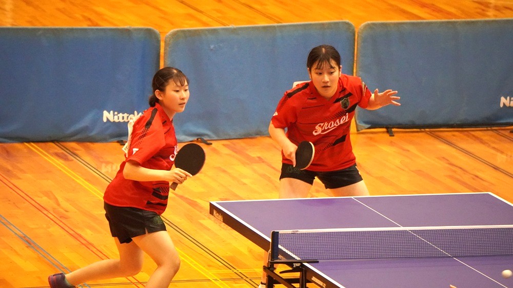 卓球総体県大会ダブルス…女子の部、草間あいる,小林愛果ペアが見事な戦いぶりで県チャンピオンに！